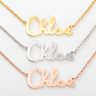 Satin Finish Script Name Necklace