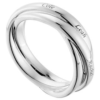 Rhodium Plated Interlocking Name Rings