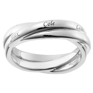 Rhodium Plated Interlocking Name Rings