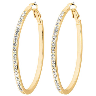 6 Pair Gold Plated Hoop Earring Set With Stone Accents