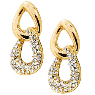 6 Pair Gold Plated Hoop Earring Set With Stone Accents