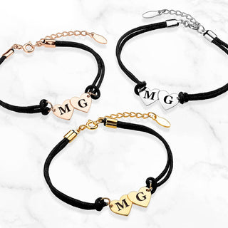 Engraved Initials Double Heart Bracelet