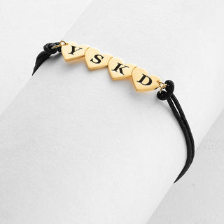 Engraved Initials Heart Bracelet - 4 Initials