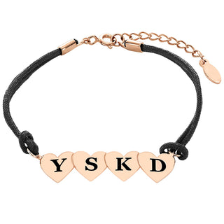 Engraved Initials Heart Bracelet - 4 Initials