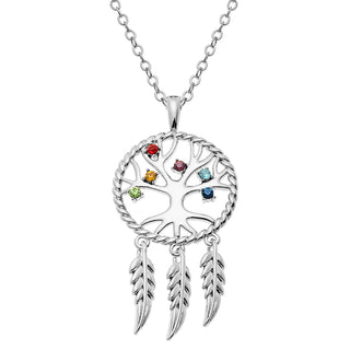 Birthstone Tree of Life Dream Catcher Necklace