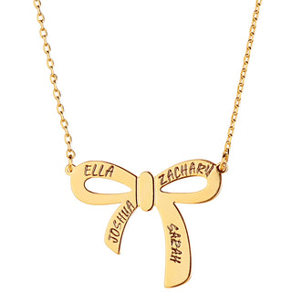 Engraved Ribbon Bow Necklace