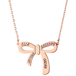 Engraved Ribbon Bow Necklace