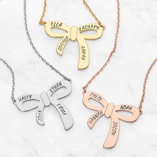 Engraved Ribbon Bow Necklace