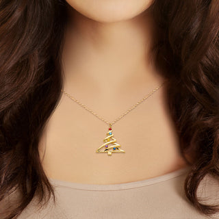 Birthstone Christmas Tree Necklace