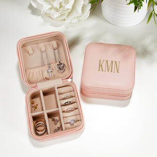 Pink Zip Travel Jewelry Case