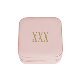 Pink Zip Travel Jewelry Case with Slim Gold Tone Monogram