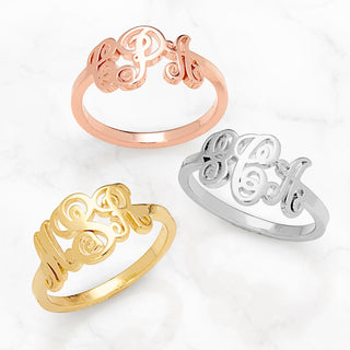 14K Gold Plated Petite Monogram Ring