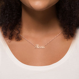 Fancy Script Name Paperclip Chain Necklace