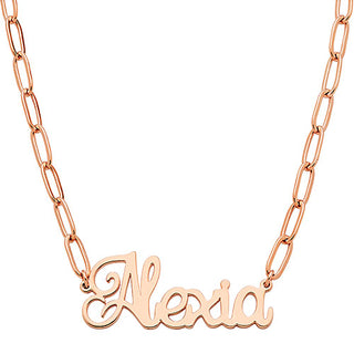 Fancy Script Name Paperclip Chain Necklace