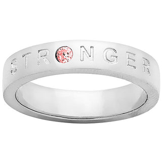 STRONGER Silver Plated Birthstone Empowerment Ring