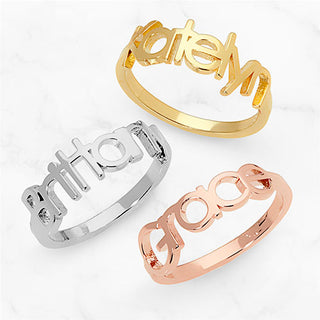 14K Gold Plated Century Gothic Cutout Name Ring