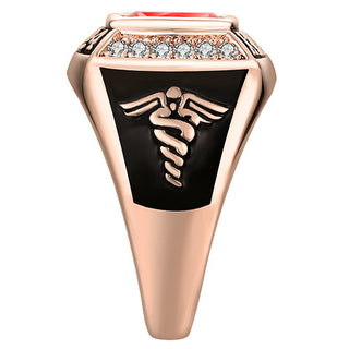 Women's 14K Rose Gold Plated Traditional CZ Square Birthstone Class Ring