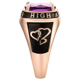 Women's 14K Rose Gold Plated Traditional Prong station Birthstone Class Ring