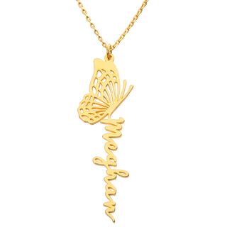 Script Name with Filigree Butterfly Necklace