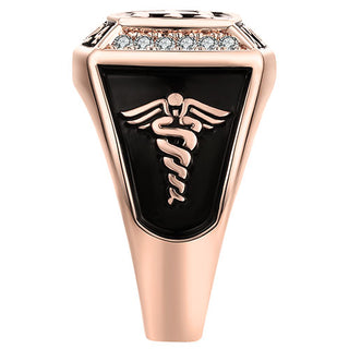 Women's 14K Rose Gold Plated Initial Traditional CZ Square Birthstone Class Ring