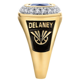 Women's 14K Gold Plated CZ Encrusted Personalized Top Class Ring