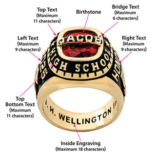 Men's 14K Gold Plated Personalized-Top Traditional Class Ring