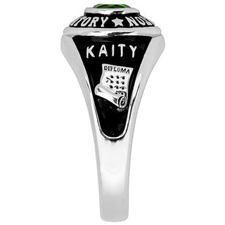 Ladies' Silver Plated Traditional Round Birthstone Class Ring