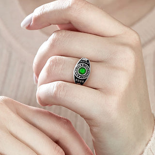 Ladies' Silver Plated Traditional Round Birthstone Class Ring