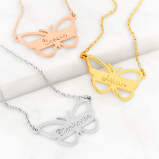 Engraved Open Butterfly Necklace