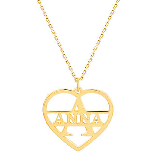 Cutout Initial and Name Heart Necklace