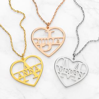 Cutout Initial and Name Heart Necklace