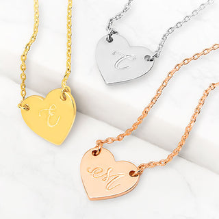 Petite Engraved Station Heart Necklace