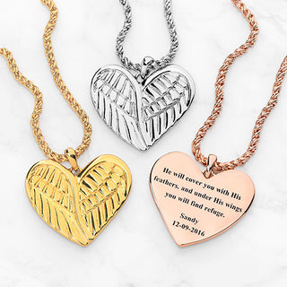 Memorial Message and Personalized Angel Wings Necklace