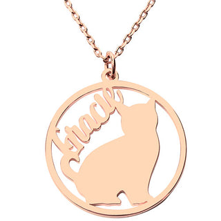 Personalized Sitting Cat Silhouette Necklace