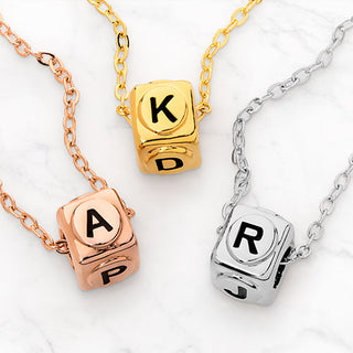 4 Initials Petite Cube Necklace