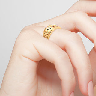 14K Gold Plated Trinity Filigree Initial Ring