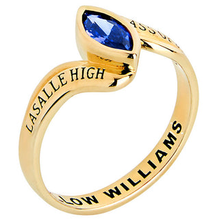 14K Gold Plated Women's Bypass Marquise Birthstone Fashion Class Ring