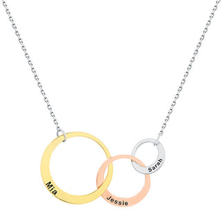 Tricolor Engraved Generations Interlocking Circles Necklace