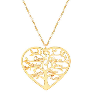 Sterling Silver Heart Family Tree Name Necklace