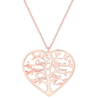 Sterling Silver Heart Family Tree Name Necklace