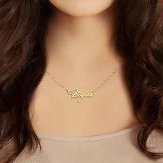 Fancy Script Name with Heart Necklace