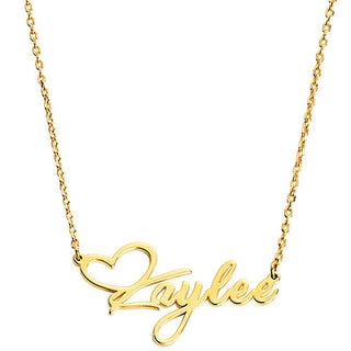 Fancy Script Name with Heart Necklace