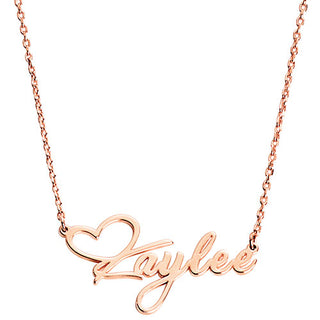 Fancy Script Name with Heart Necklace