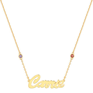 Hollywood Script Name and Birthstone Necklace