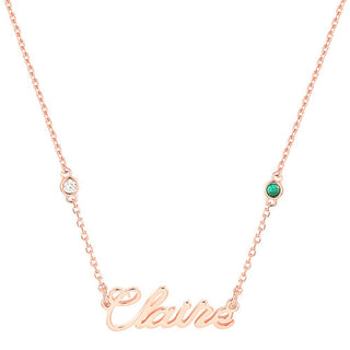 Petite Script Name and Birthstone Necklace