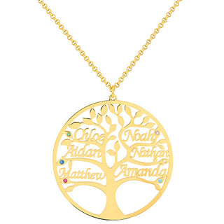 Name and Birthstone Family Tree Necklace