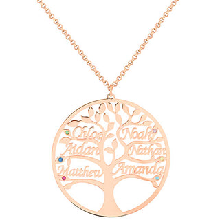 Name and Birthstone Family Tree Necklace