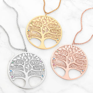 Name and Birthstone Family Tree Necklace