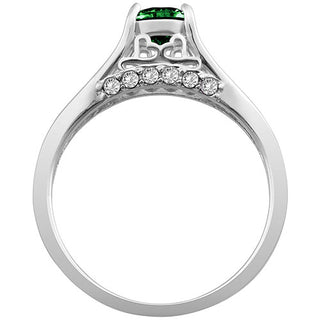 Silver Plated Simulated Emerald and Clear Crystal Ring