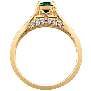 14K Gold Plated Simulated Emerald and Clear Crystal Ring